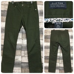 7 Diamonds Clifton Slim Straight Green Stretch Chino Pants Men’s 32x30.